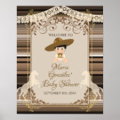 Brown Fiesta Baptism & First Birthday Welcome Sign Poster (Voorkant)