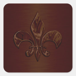 Brown Fleur de Lis Envelope Seal Vierkante Sticker