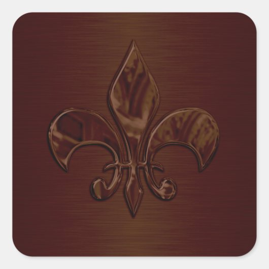 Brown Fleur de Lis Envelope Seal Vierkante Sticker (Voorkant)