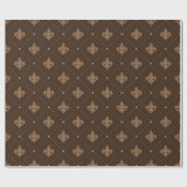 Brown Fleur De Lis French Damask Pattern Cadeaupapier (Vlak)