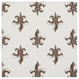 Brown Fleur De Lis Pattern Stof