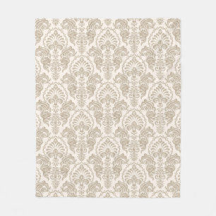  Brown Floral Damask Fleece Deken