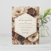 Brown Floral Opulent Wedding Kaart (Staand voorkant)