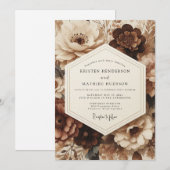 Brown Floral Opulent Wedding Kaart (Voorkant / Achterkant)