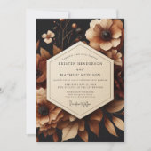 Brown Floral Opulent Wedding Kaart (Voorkant)