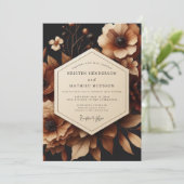 Brown Floral Opulent Wedding Kaart (Staand voorkant)