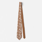 Brown Floral Pattern Custom Necktie Stropdas (Voorkant)