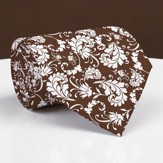 Brown Floral Pattern Custom Necktie Stropdas