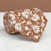 Brown Floral Pattern Custom Necktie Stropdas