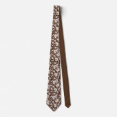 Brown Floral Pattern Custom Necktie Stropdas (Voorkant)