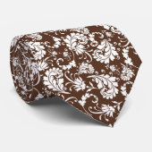 Brown Floral Pattern Custom Necktie Stropdas (Opgerold)