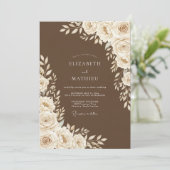 Brown Floral Wedding Kaart (Staand voorkant)