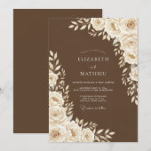Brown Floral Wedding Kaart (Voorkant / Achterkant)