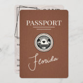 Brown Florida Passport Bewaar de datum Save The Date (Voorkant / Achterkant)