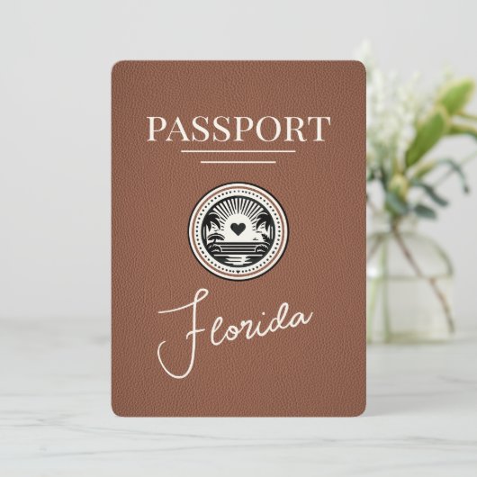 Brown Florida Passport Bewaar de datum Save The Date (Staand voorkant)