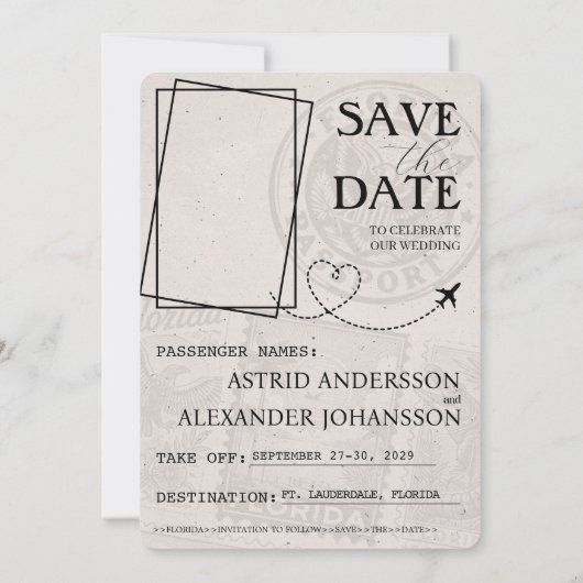 Brown Florida Passport Bewaar de datum Save The Date (Achterkant)