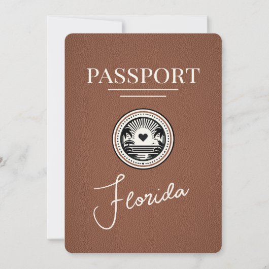 Brown Florida Passport Bewaar de datum Save The Date (Voorkant)