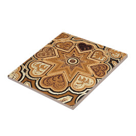 Brown Folk Art Heart Trivet/Tegel Tegeltje