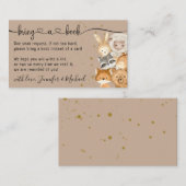 Brown Forest Baby Animals Bring a Book Informatiekaartje (Voorkant / Achterkant)