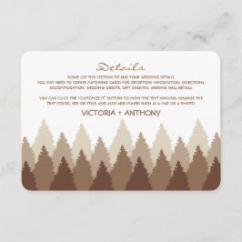 Brown Forest Range Woodland bruiloft detail Informatiekaartje