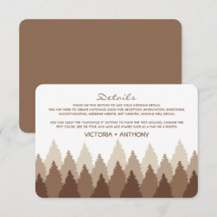 Brown Forest Range Woodland bruiloft detail Informatiekaartje