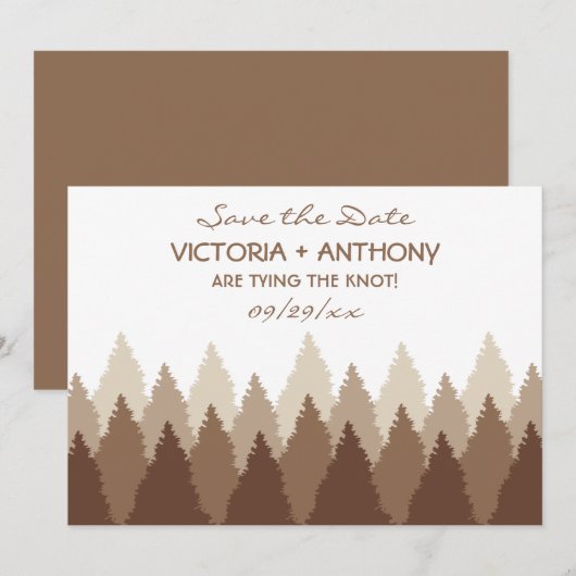 Brown Forest Range Woodland Bruiloft Save The Date (Voorkant / Achterkant)