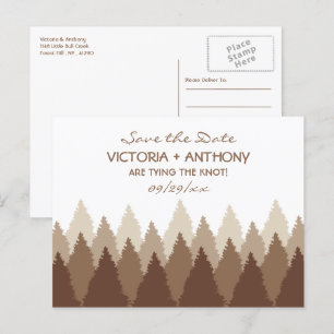 Brown Forest Range Woodland Bruiloft Save The Date Briefkaart