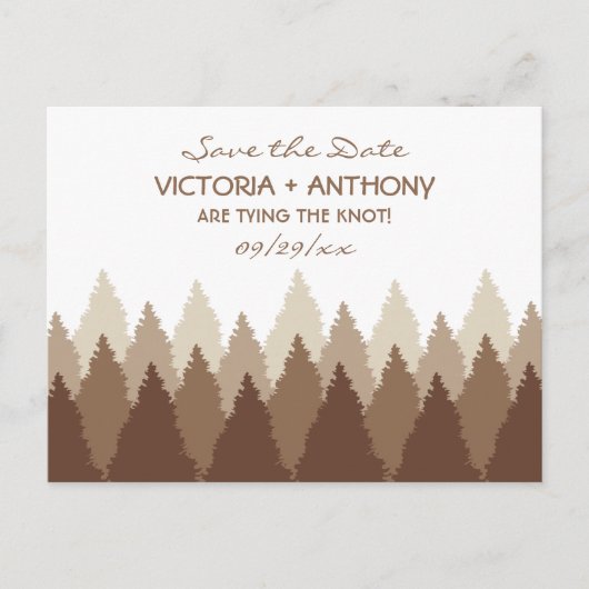 Brown Forest Range Woodland Bruiloft Save The Date Briefkaart (Voorkant)