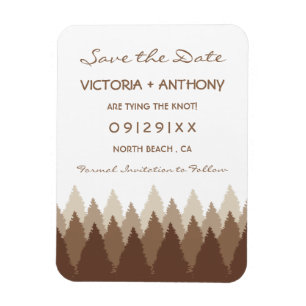 Brown Forest Range Woodland Bruiloft Save The Date Magneet