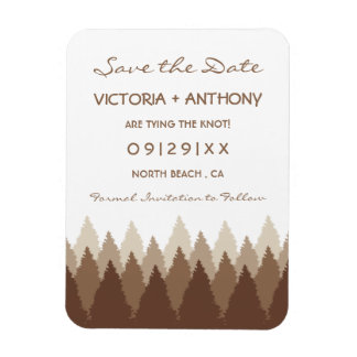 Brown Forest Range Woodland Bruiloft Save The Date Magneet