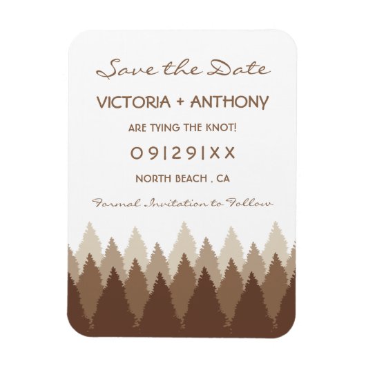 Brown Forest Range Woodland Bruiloft Save The Date Magneet (Verticaal)