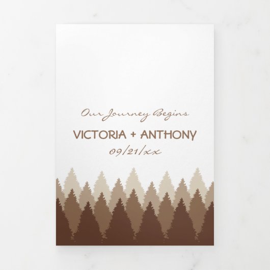 Brown Forest Range Woodland Wedding Suite Drieluik Uitnodiging (Cover)