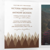 Brown Forest Range Woodland Wedding Suite Drieluik Uitnodiging (Binnenzijde eerst)