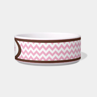 Brown & Fuchsia Chevron - Speciaal Cat Bowl Voerbakje