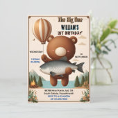 Brown Fun Fish Boy Schattige Baby Beer 1e Verjaard Kaart (Staand voorkant)