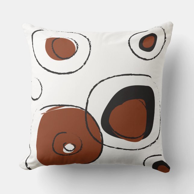 Brown FUNKY STIPPEN DESIGN Retro Sierkussen (Voorkant)