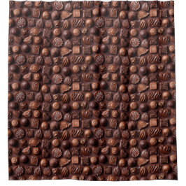Brown Funny Unique Sweet Chocolate Pattern  Douchegordijn