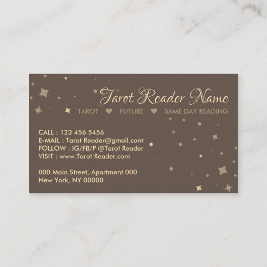 Brown Future Tarot Reader Visitekaartje (Achterkant)
