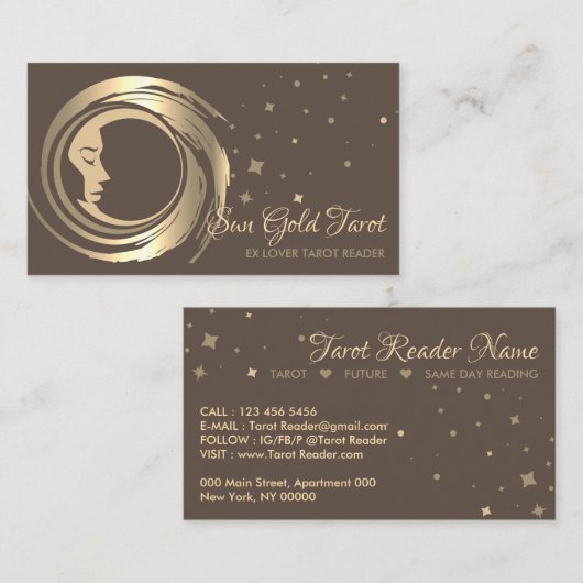 Brown Future Tarot Reader Visitekaartje (Voorkant / Achterkant)