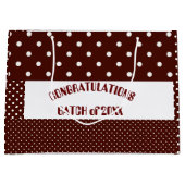 Brown Gefeliciteerd College Graduation Polka Dot Groot Cadeauzakje (Voorkant)
