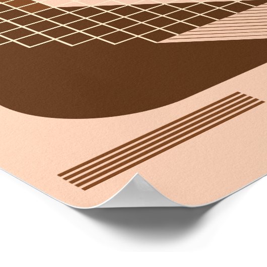 Brown Geometry with White Grid on Beige Background Poster (Hoek)