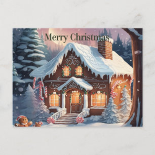 Brown Gingerbread House Merry Christmas Briefkaart