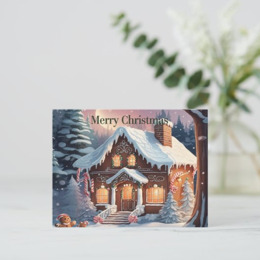 Brown Gingerbread House Merry Christmas Briefkaart (Staand voorkant)