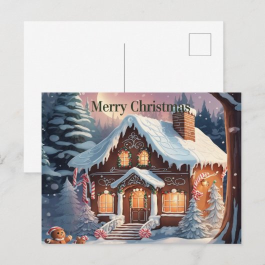 Brown Gingerbread House Merry Christmas Briefkaart (Voorkant / Achterkant)