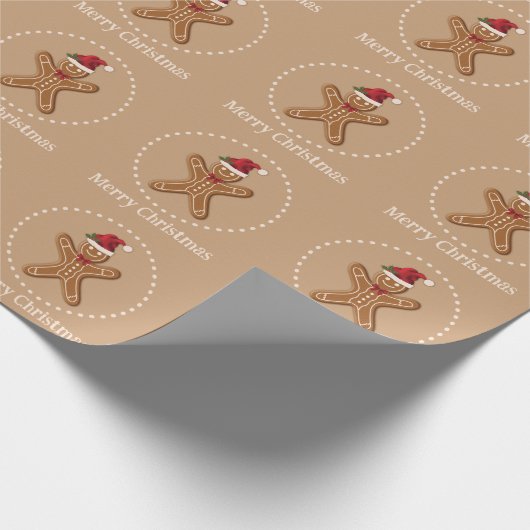 Brown Gingerbrood kerstkoekje met tekst Cadeaupapier (Hoek)