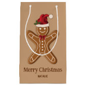 Brown Gingerbrood kerstkoekje met tekst Klein Cadeauzakje (Voorkant)