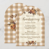 Brown Gingham Autumn Florals Arch Thanksgiving Kaart (Voorkant / Achterkant)