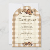 Brown Gingham Autumn Florals Arch Thanksgiving Kaart (Voorkant)
