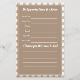 Brown Gingham Baby shower Guessing spel