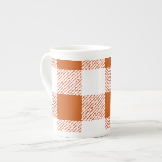 Brown Gingham Check Pattern Porselein Kop (Links)